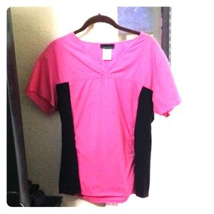 Pink and black Cherokee scrub top